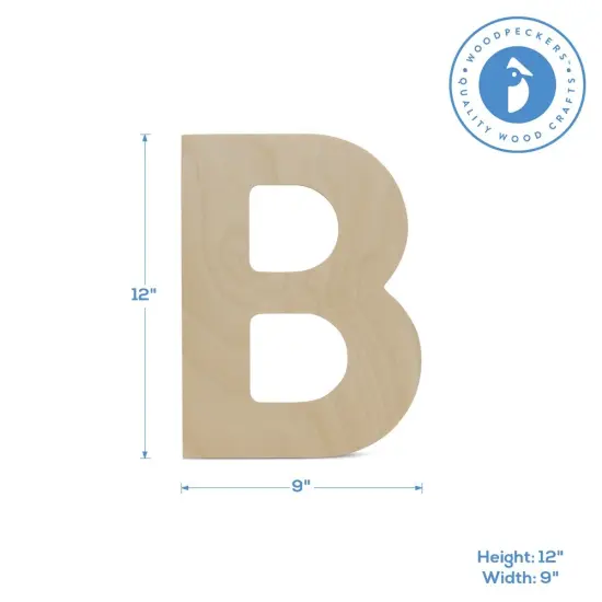 Wooden Letter B 12 inch or 8 inch, Unfinished Large Wood Letters for Crafts | Woodpeckers {4}