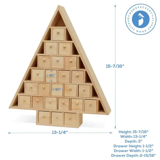 Wooden Advent Calendar, DIY Preassembled, Empty Drawers | Woodpeckers {6}