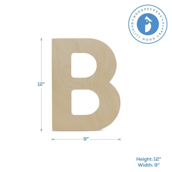 Wooden Letter B 12 inch or 8 inch, Unfinished Large Wood Letters for Crafts | Woodpeckers {2}