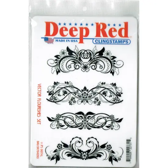 Deep Red Stamps Vector Flourishes Rubber Cling Stamp Set 4 x 6 inches {2}