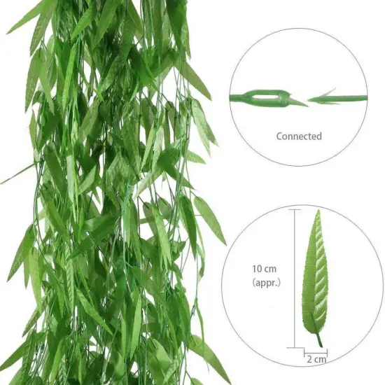 Artificial Weeping Willow Hanging Vines Fake Willow Rattan Bamboo Leaves Ivy Vine Leaves Faux Garland for Home Hotel Office Wedding Party Garden Decor {4}