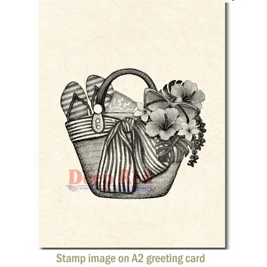Deep Red Stamps Beach Basket Rubber Cling Stamp 3.2 x 3 inches {5}