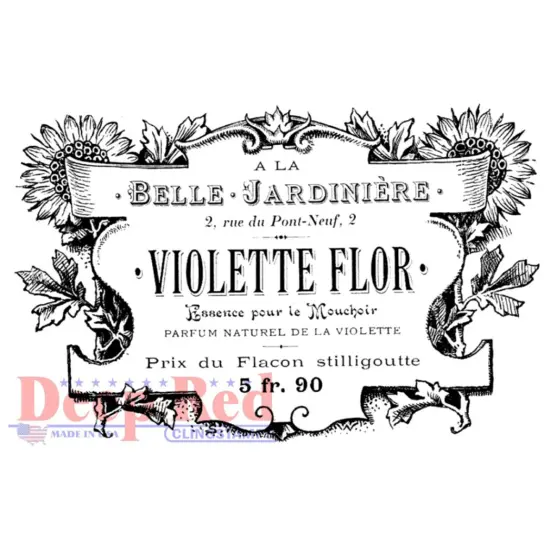 Deep Red Stamps French Perfume Label Rubber Cling Stamp 3.5 x 2.25 inches {1}