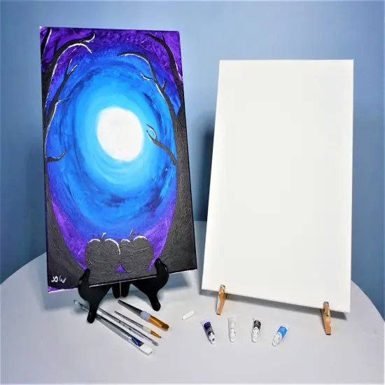 Fall Paint Kit - Midnight View Acrylic Painting Kit & Video Lesson, DIY Canvas Art Kit, Beginner Painting, Paint At Home, Paint Party {2}