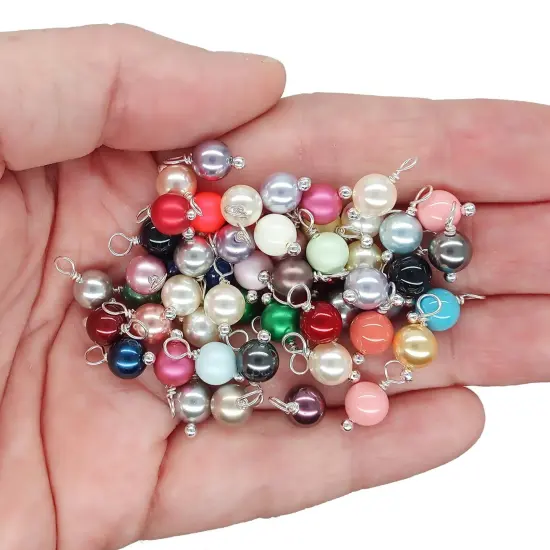 Pearl Charm Grab Bag, 25 pieces, 6mm Crystal Pearl Dangle Mix, Adorabilities {1}