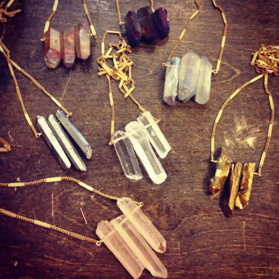 Electroplated Smoky Blue Rough Quartz Beads (NS644) (6x) {2}