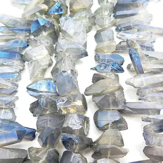 Electroplated Smoky Blue Rough Quartz Beads (NS644) (6x) {1}