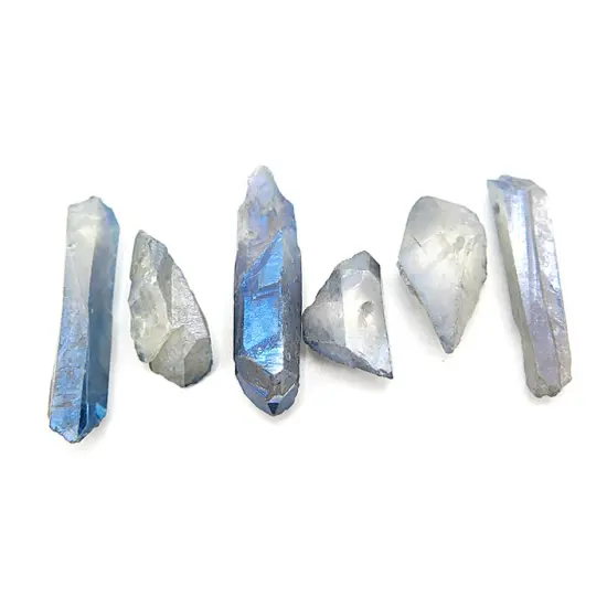 Electroplated Smoky Blue Rough Quartz Beads (NS644) (6x) {3}