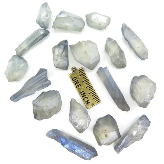 Electroplated Smoky Blue Rough Quartz Beads (NS644) (6x) {5}