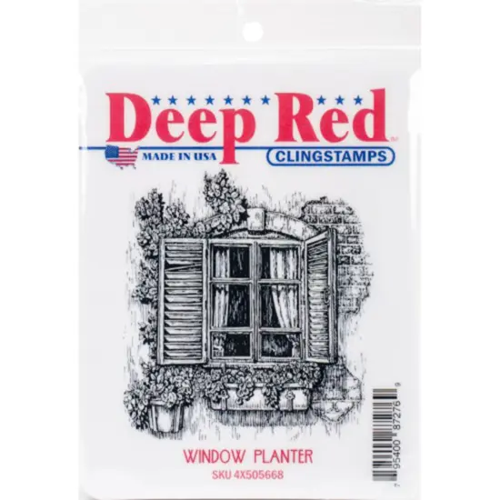 Deep Red Stamps Window Planter Rubber Cling Stamp 3 x 3 inches {2}