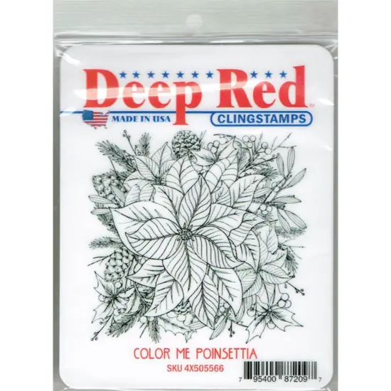 Deep Red Stamps Color Me Poinsettia Rubber Cling Stamp 3.1 x 3.1 inches {2}