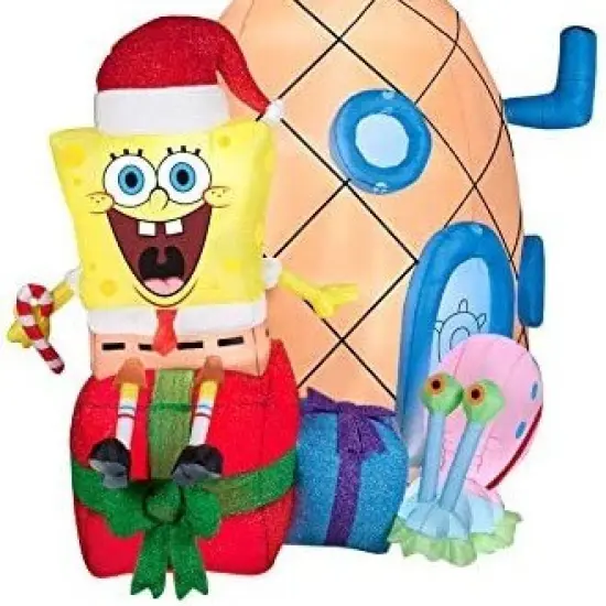 7' Gemmy Airblown Inflatable Christmas Mixed Media Nickelodeon SpongeBob SquarePants Pineapple House Scene Yard Decoration 89924 {2}