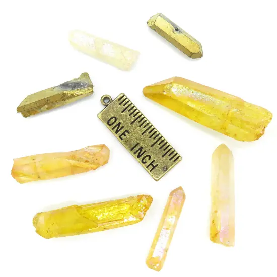 Warm Amber & Gold ~ Mix of Electroplated Quartz Beads (NS642) (8x) {3}