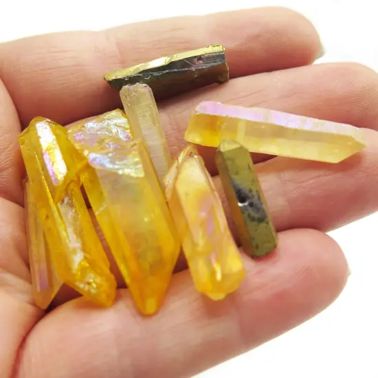 Warm Amber & Gold ~ Mix of Electroplated Quartz Beads (NS642) (8x) {5}