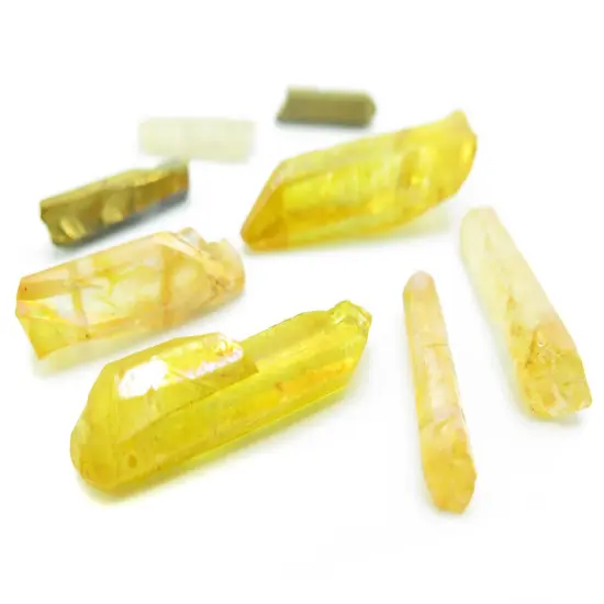 Warm Amber & Gold ~ Mix of Electroplated Quartz Beads (NS642) (8x) {4}