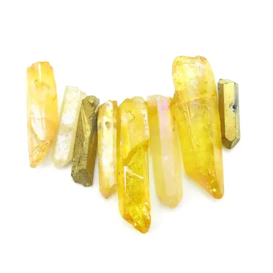 Warm Amber & Gold ~ Mix of Electroplated Quartz Beads (NS642) (8x) {1}
