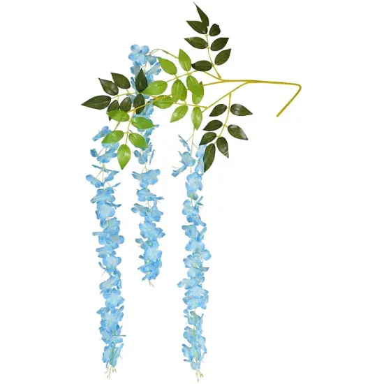 12pcs Artificial Wisteria Vine Hanging Rattan Garland Silk Flower for Wedding Party Home Garden Outdoor Ceremony Floral D&eacute;cor, Blue {5}