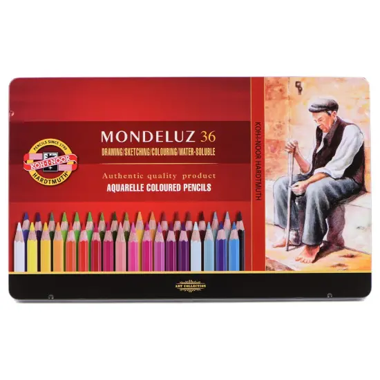 Mondeluz Aquarell Pencil Set, 36 Piece, Assorted Colors in a Tin {1}