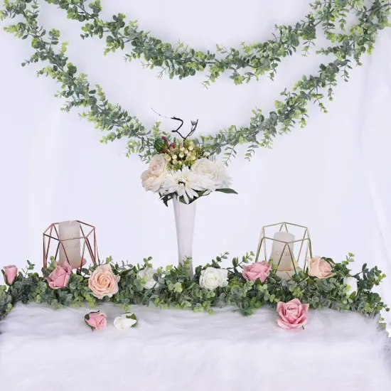 2 Pack Artificial Vines Faux Eucalyptus Garland Greenery Hanging Leaves Arch Wedding Centerpiece Decoration Birthday Party Decor {4}