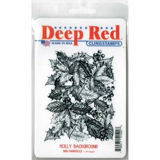 Deep Red Stamps Holly Background Rubber Cling Stamp 3.1 x 4.1 inches {2}