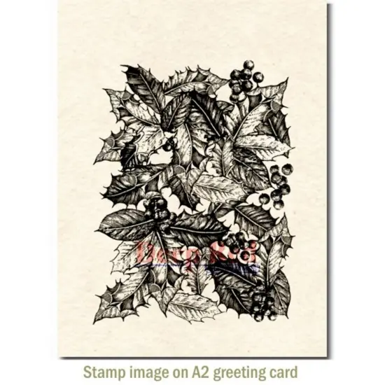 Deep Red Stamps Holly Background Rubber Cling Stamp 3.1 x 4.1 inches {3}