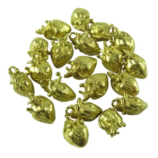 Tiny Anatomical Heart Charms (K655) (4x) Rhodium plated {5}