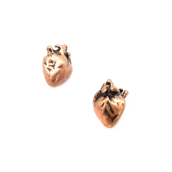 Tiny Anatomical Heart Charms (K655) (4x) Rhodium plated {3}