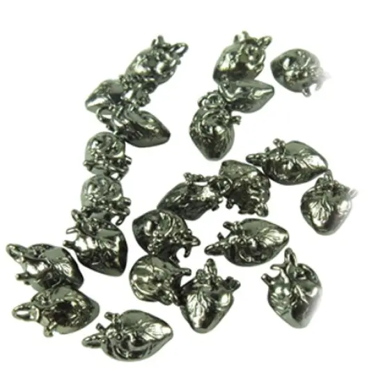 Tiny Anatomical Heart Charms (K655) (4x) Rhodium plated {2}