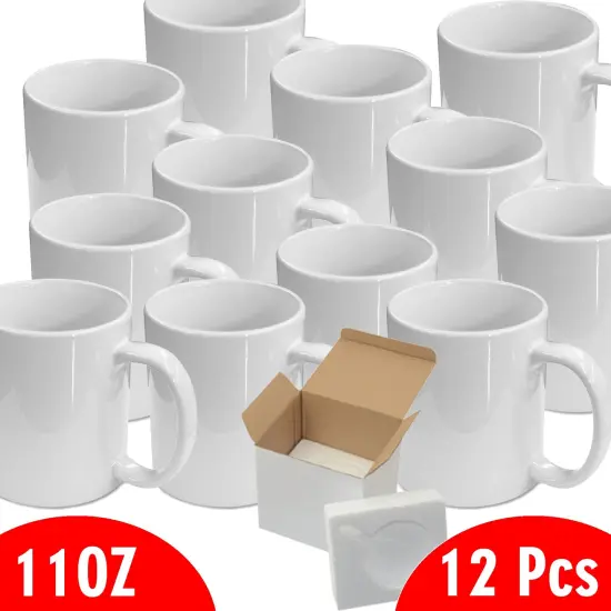 Case of 12 11oz Sublimation Mugs With Gift Mug Box. Mugs - Cardboard Box with Foam Supports {2}