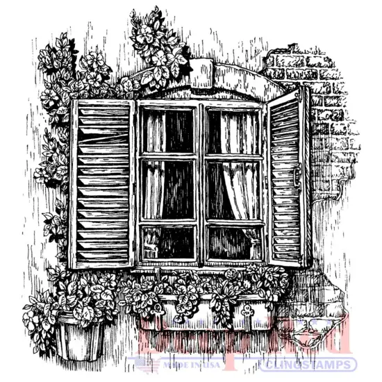 Deep Red Stamps Window Planter Rubber Cling Stamp 3 x 3 inches {1}