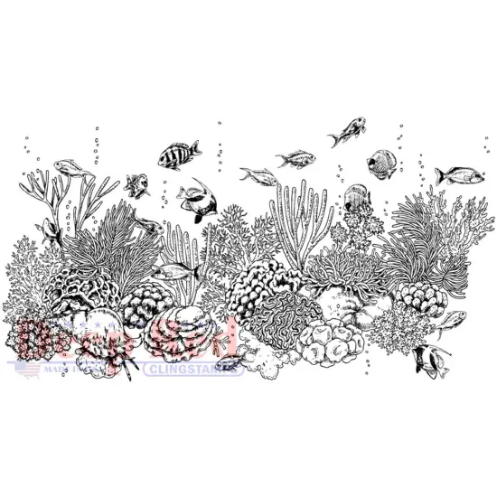 Deep Red Stamps Coral Reef Rubber Cling Stamp 2 x 4 inches {1}