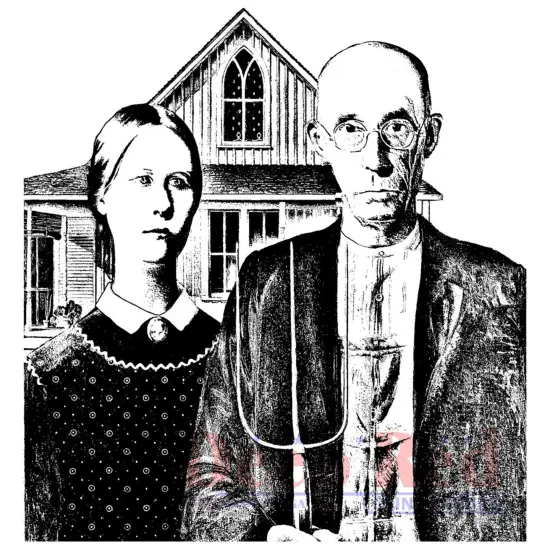 Deep Red Stamps American Gothic Rubber Cling Stamp 3 x 3.1 inches {1}
