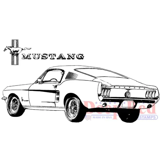 Deep Red Stamps Mustang Fastback Rubber Cling Stamp 4.1 x 2 inches {1}