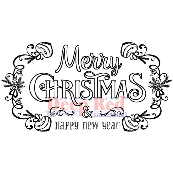 Deep Red Stamps Festive Merry Christmas Rubber Cling Stamp 4 x 2.2 inches {1}