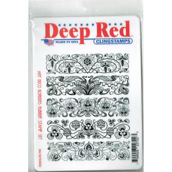 Deep Red Stamps Art Deco Borders Rubber Cling Stamp Set 4 x 6 inches {2}