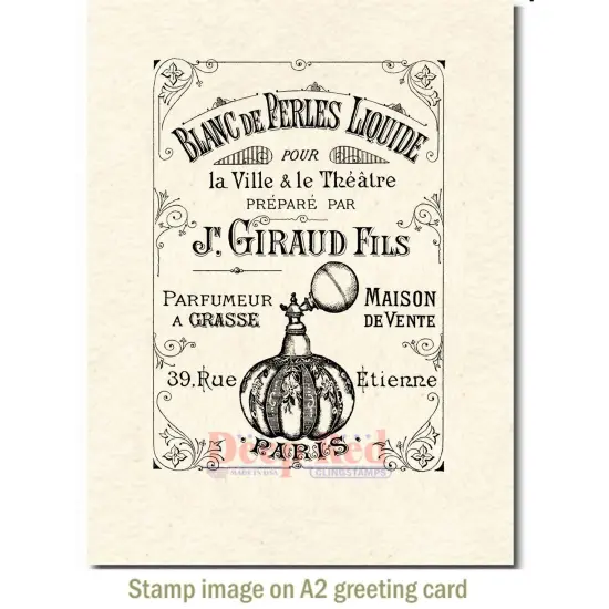 Deep Red Stamps Paris Perfume Rubber Cling Stamp 3 x 4 inches {4}