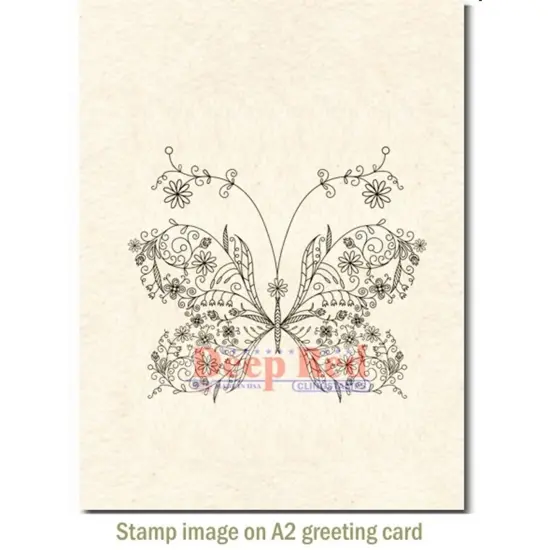 Deep Red Stamps Floral Butterfly Rubber Cling Stamp 3.1 x 2.7 inches {3}