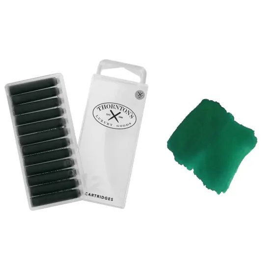 Thornton's Luxury Goods Short Standard International Fountain Pen Ink Cartridges, 12-Count Sherwood green {1}