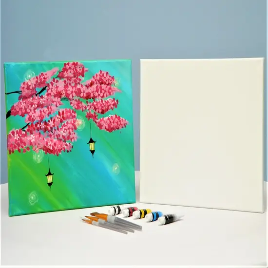 Paint Kit - Lanterns in Bloom Acrylic Painting Kit & Video Lesson, DIY Canvas Art, Painting Gift Set, Paint At Home, Paint Party {2}