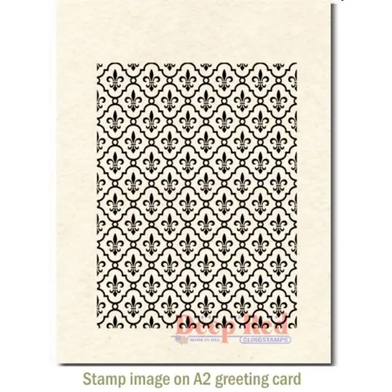 Deep Red Stamps Fleur de lis Background Rubber Cling Stamp 3 x 4 inches {3}