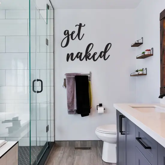 Unfinished Wooden Cursive "Get Naked" {4}