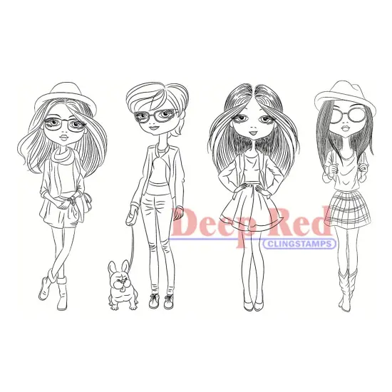 Deep Red Stamps City Girls Street Chic Rubber Cling Stamp 4 x 6 inches {1}