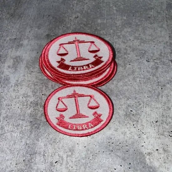 "Libra"Astrology Iron-On Patch, Embroidered Zodiac Signs, Vintage, 3" inches {2}