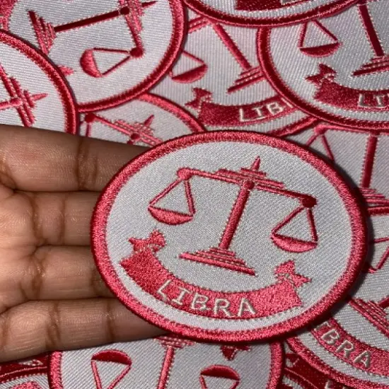 "Libra"Astrology Iron-On Patch, Embroidered Zodiac Signs, Vintage, 3" inches {3}