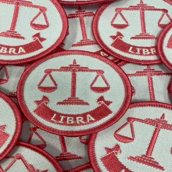 "Libra"Astrology Iron-On Patch, Embroidered Zodiac Signs, Vintage, 3" inches {4}
