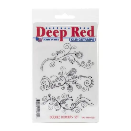 Deep Red Stamps Doodle Borders Rubber Cling Stamp Set 3 x 4 inches {2}