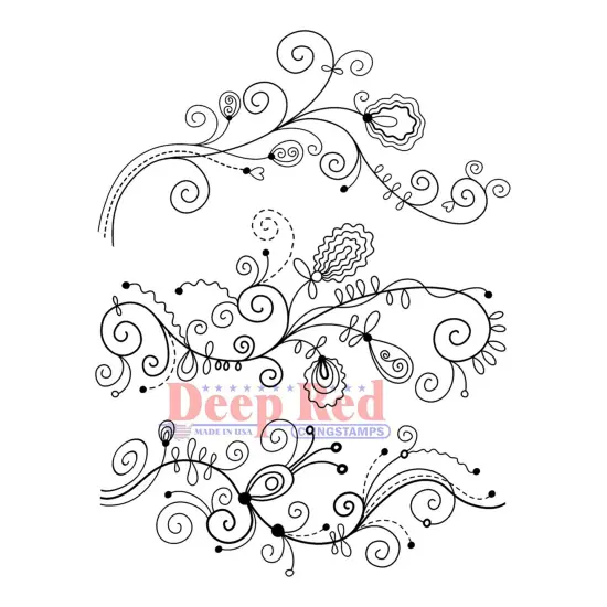 Deep Red Stamps Doodle Borders Rubber Cling Stamp Set 3 x 4 inches {1}