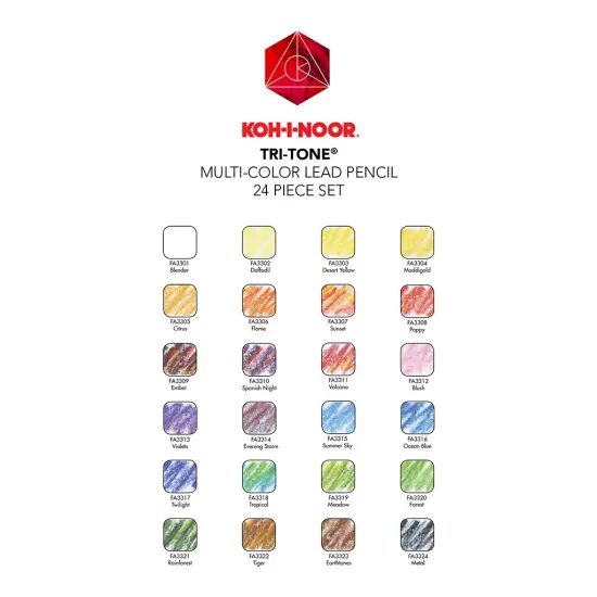 Tri-tone Pencil Set, 24 Piece, Assorted Colors in a Tin, Carded {3}