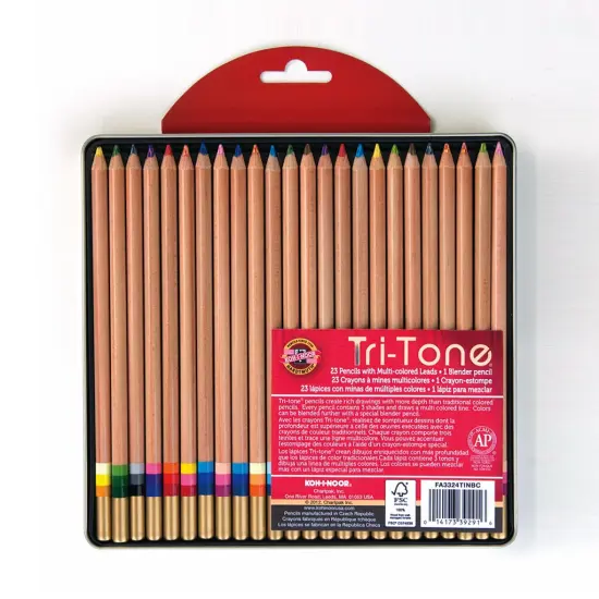 Tri-tone Pencil Set, 24 Piece, Assorted Colors in a Tin, Carded {1}