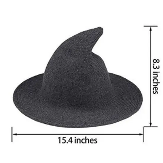Black Pointed Witch Hat Halloween Party Accessories Wizzard Wool Knitted Blank Hat {6}